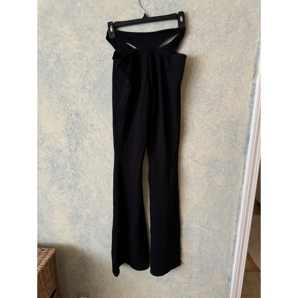 Adika Women's Black Mid-Rise Waist Detail Flared Pants Size Small